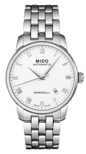  Shop Authentic Mido Baroncelli II Automatic White Dial Silver Steel Strap Watch For Men - M8600.4.26.1 - Luxxuri