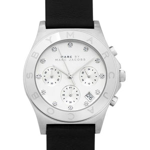  Shop Authentic Marc Jacobs Blade Chronograph White Dial Black Leather Strap Watch for Women - MBM1189 - Luxxuri