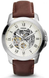  Shop Authentic Fossil Grant Automatic Beige Skeleton Dial Brown Leather Strap Watch for Men - ME3099 - Luxxuri