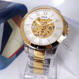  Shop Authentic Fossil Grant Automatic Skeleton White Dial Two Tone Steel Strap Watch for Men - ME3112 - Luxxuri