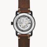  Shop Authentic Fossil Commuter Automatic Black Dial Brown Leather Strap Watch for Men - ME3158 - Luxxuri