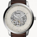  Shop Authentic Fossil Neutra Automatic Skeleton White Dial Brown Leather Strap Watch for Men - ME3184 - Luxxuri
