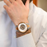  Shop Authentic Fossil Neutra Automatic Skeleton White Dial Two Tone Steel Strap Watch for Men - ME3196 - Luxxuri