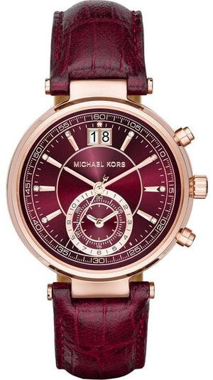  Shop Authentic Michael Kors Sawyer Maroon Dial Maroon Leather Strap Watch for Women - MK2426 - Luxxuri