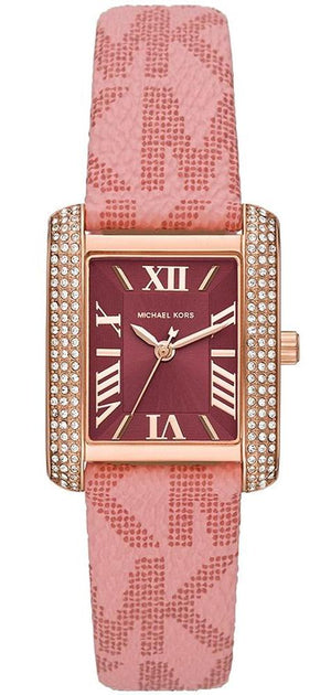  Shop Authentic Michael Kors Emery Quartz Diamonds Red Dial Pink Leather Strap Watch For Women - MK2966 - Luxxuri