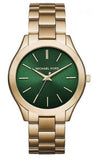  Shop Authentic Michael Kors Slim Runway Green Dial Gold Steel Strap Watch for Women - MK3435 - Luxxuri