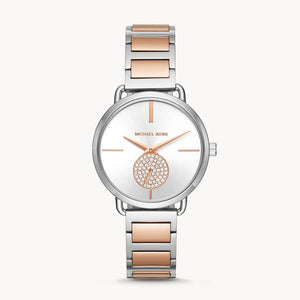  Shop Authentic Michael Kors Portia Quartz Silver Dial Two Tone Steel Strap Watch For Women - MK3709 - Luxxuri