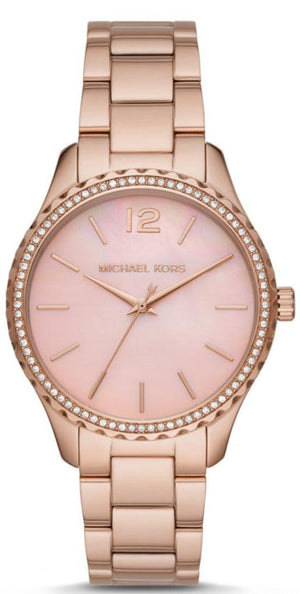  Shop Authentic Michael Kors Layton Three Hand Pink Dial Rose Gold Steel Strap Watch For Women - MK6848 - Luxxuri