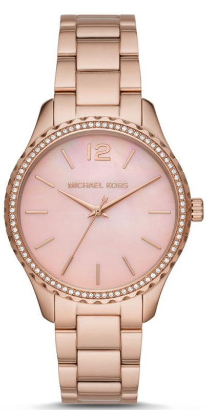  Shop Authentic Michael Kors Layton Three Hand Pink Dial Rose Gold Steel Strap Watch For Women - MK6848 - Luxxuri