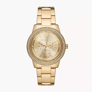  Shop Authentic Michael Kors Tibby Chronograph Gold Dial Gold Steel Strap Watch For Women - MK6927 - Luxxuri