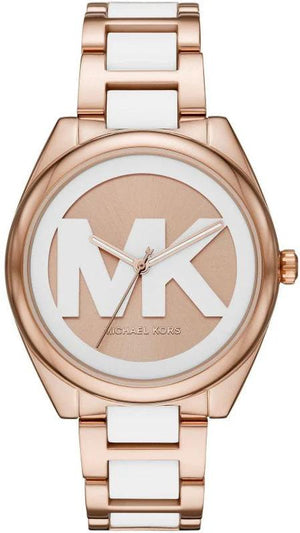  Shop Authentic Michael Kors Janelle Three Hand Rose Gold Dial Two Tone Steel Strap Watch For Women - MK7134 - Luxxuri