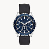  Shop Authentic Michael Kors Cunningham Multifunction Blue Dial Black Rubber Strap Watch For Men - MK7160 - Luxxuri