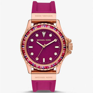  Shop Authentic Michael Kors Everest Pave Crystals Pink Dial Pink Rubber Strap Watch for Women - MK7441 - Luxxuri