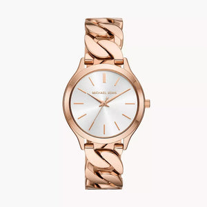  Shop Authentic Michael Kors Runway Three-Hand Silver Dial Rose Gold Steel Strap Watch for Women - MK7473 - Luxxuri