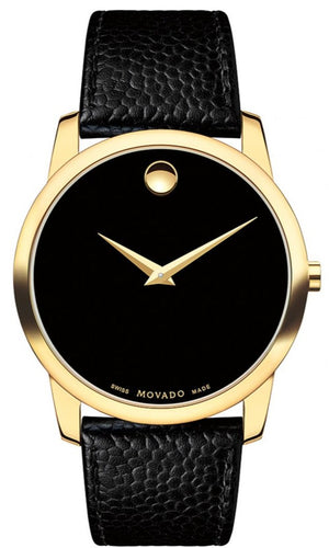  Shop Authentic Movado Museum Black Dial Black Leather Strap Watch For Men - 0607014 - Luxxuri