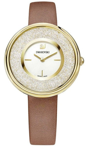  Shop Authentic Swarovski Crystalline Pure White Dial Brown Leather Strap Watch for Women - 5275040 - Luxxuri