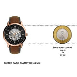  Shop Authentic Fossil Neutra Automatic Skeleton Black Dial Brown Leather Strap Watch for Men - ME3195 - Luxxuri