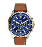  Shop Authentic Fossil Garrett Chronograph Blue Dial Brown Leather Strap Watch for Men - FS5625 - Luxxuri