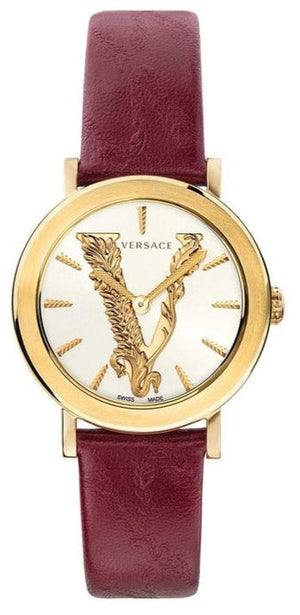  Shop Authentic Versace Virtus White Dial Red Leather Strap Watch for Women - VEHC00219 - Luxxuri