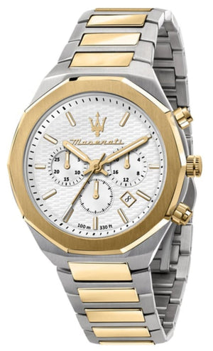  Shop Authentic Maserati Stile Chronograph White Dial Two Tone Steel Strap Watch For Men - R8873642009 - Luxxuri