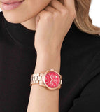  Shop Authentic Michael Kors Runway Chronograph Pink Dial Rose Gold Steel Strap Watch For Women - MK7352 - Luxxuri