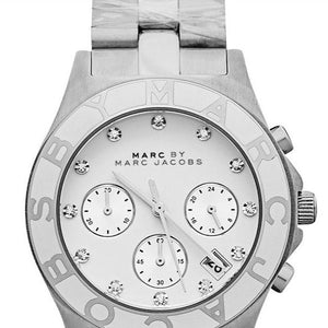  Shop Authentic Marc Jacobs Blade Chronograph White Dial Silver Steel Strap Watch for Women - MBM3080 - Luxxuri