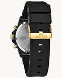  Shop Authentic Bulova Marine Star Chronograph Black Dial Black Rubber Strap Watch for Men - 98B278 - Luxxuri