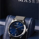  Shop Authentic Maserati Epoca Blue Dial Silver Mesh Bracelet Watch For Men - R8853118006 - Luxxuri