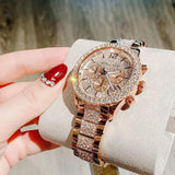  Shop Authentic Michael Kors Layton Chronograph Rose Gold Dial Rose Gold Steel Strap Watch For Women - MK7285 - Luxxuri
