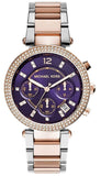  Shop Authentic Michael Kors Parker Chronograph Purple Dial Two Tone Steel Strap Watch For Women - MK6108 - Luxxuri
