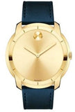  Shop Authentic Movado Bold Gold Dial Blue Leather Strap Watch For Men - 3600469 - Luxxuri
