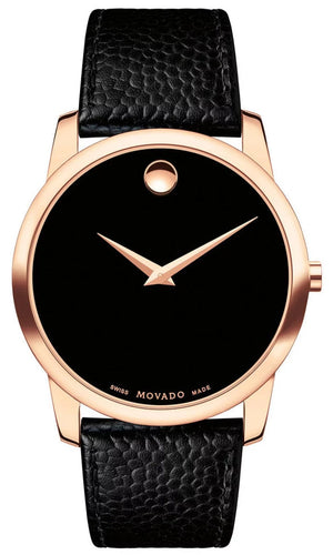  Shop Authentic Movado Museum Classic Black Dial Black Leather Strap Watch For Men - 607060 - Luxxuri