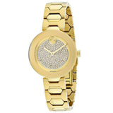  Shop Authentic Movado Bold Crystal Gold Dial Gold Steel Strap Watch For Women - 3600492 - Luxxuri
