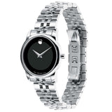  Shop Authentic Movado Museum Classic Black Dial Silver Steel Strap Watch For Women - 0606505 - Luxxuri