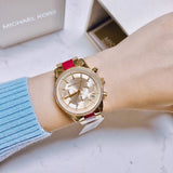  Shop Authentic Michael Kors Ritz Chronograph Gold Dial Two Tone Steel Strap Watch For Women - MK6517 - Luxxuri