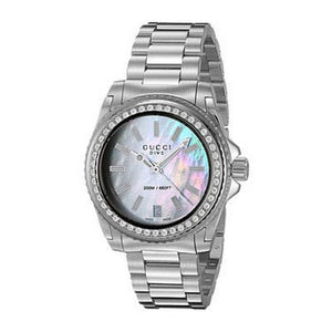  Shop Authentic Gucci Dive Diamonds Mother of Pearl Dial Silver Steel Strap Watch For Women - YA136406 - Luxxuri