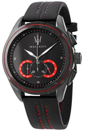  Shop Authentic Maserati Traguardo Chronograph Black Dial Black Leather Strap Watch for Men - R8871612023 - Luxxuri