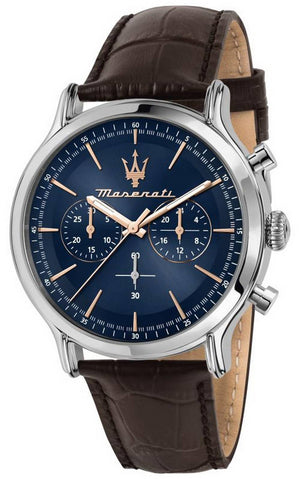  Shop Authentic Maserati Epoca Chronograph Blue Dial Brown Leather Strap Watch For Men - R8871618014 - Luxxuri