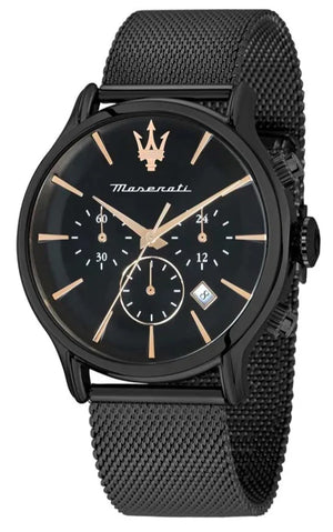  Shop Authentic Maserati Epoca Chronograph Black Dial Black Mesh Strap Watch For Men - R8873618013 - Luxxuri