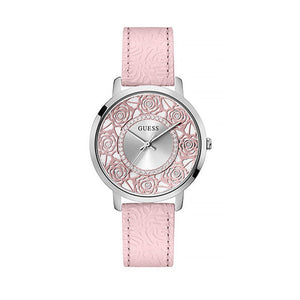  Shop Authentic Guess Dahlia Analog Silver Dial Pink Leather Strap Watch for Women - GW0529L1 - Luxxuri