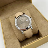  Shop Authentic Burberry The City Beige Dial Beige Leather Strap Watch for Women - BU9107 - Luxxuri