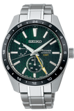 Seiko Presage Sharp Edged Series GMT Green Dial Silver Steel Strap Watch For Men - SPB219J1
