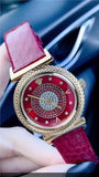  Shop Authentic Versace V-Motif Vintage Logo Diamonds Gold Dial Pink Leather Strap Watch for Women - VERE01118 - Luxxuri