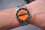  Shop Authentic Seiko 5 Sports Double Hurricane Retro Orange Dial Silver Steel Strap Watch For Men - SRPK11K1 - Luxxuri
