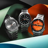  Shop Authentic Seiko 5 Sports Double Hurricane Retro Orange Dial Silver Steel Strap Watch For Men - SRPK11K1 - Luxxuri