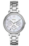  Shop Authentic Fossil Jacqueline Multi-Function Mother of Pearl Dial Silver Steel Strap Watch for Women - ES3755 - Luxxuri