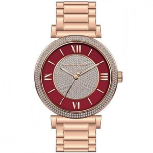 Shop Authentic Michael Kors Caitlin Red Dial Rose Gold Stainless Steel Strap Watch for Women - MK3377 - Luxxuri