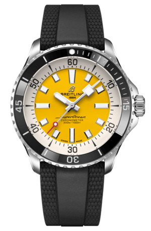  Shop Authentic Breitling Superocean Automatic 42mm Yellow Dial Black Rubber Strap Watch for Men - A17375211/1S1 - Luxxuri