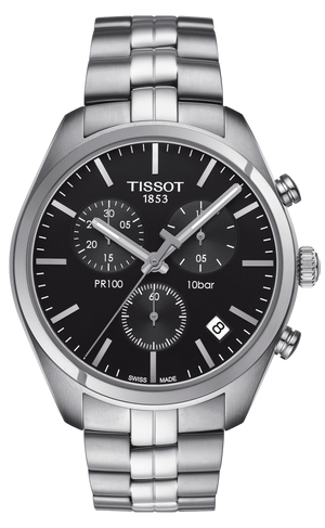  Shop Authentic Tissot T Classic PR 100 Chronograph Black Dial Silver Steel Strap Watch for Men - T101.417.11.051.00 - Luxxuri