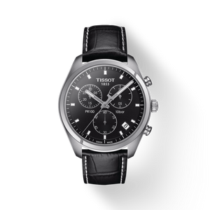  Shop Authentic Tissot PR 100 Chronograph Black Dial Black Leather Strap Watch For Men - T101.417.16.051.00 - Luxxuri